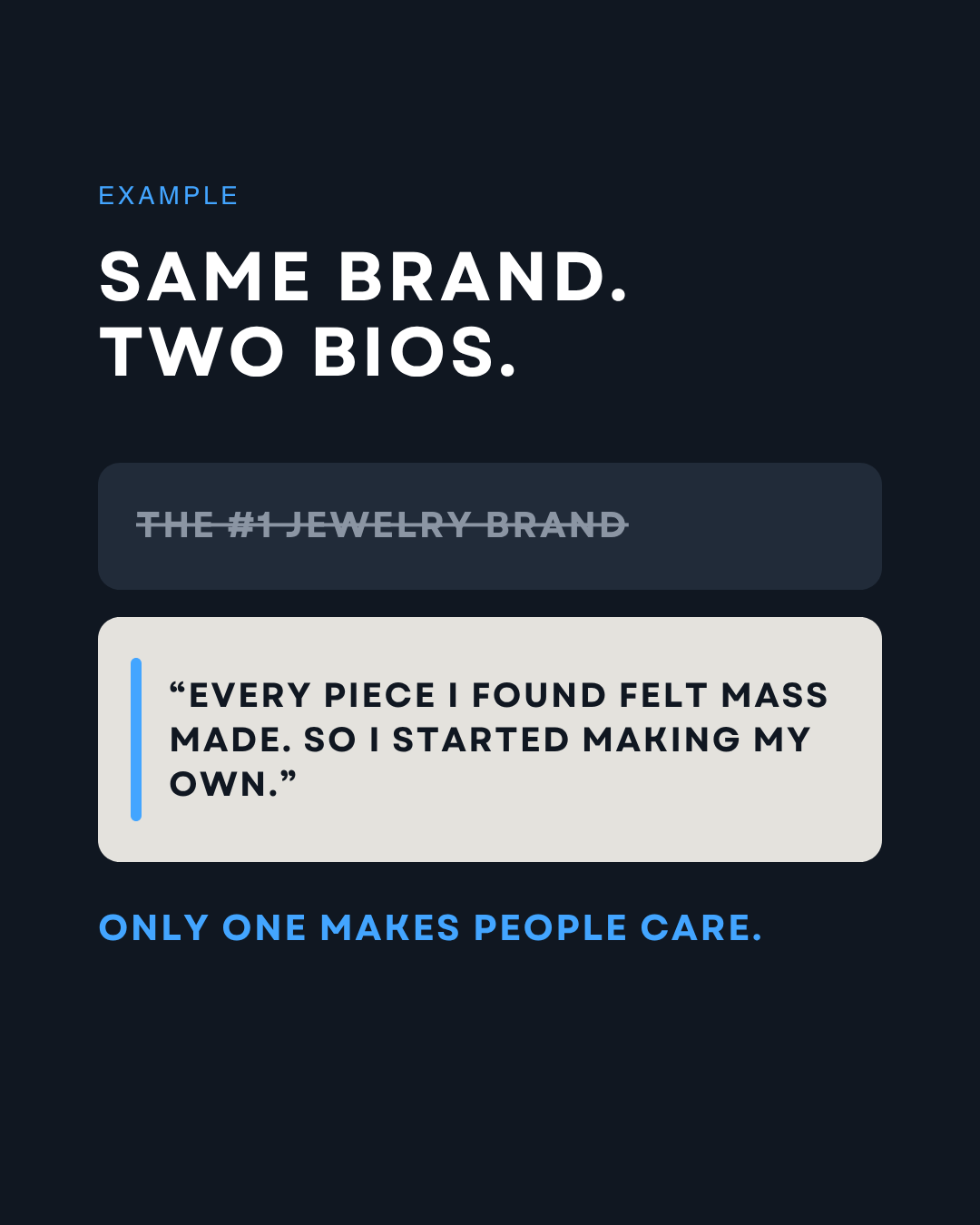 Brand story example: the #1 jewelry brand claim versus a real brand story